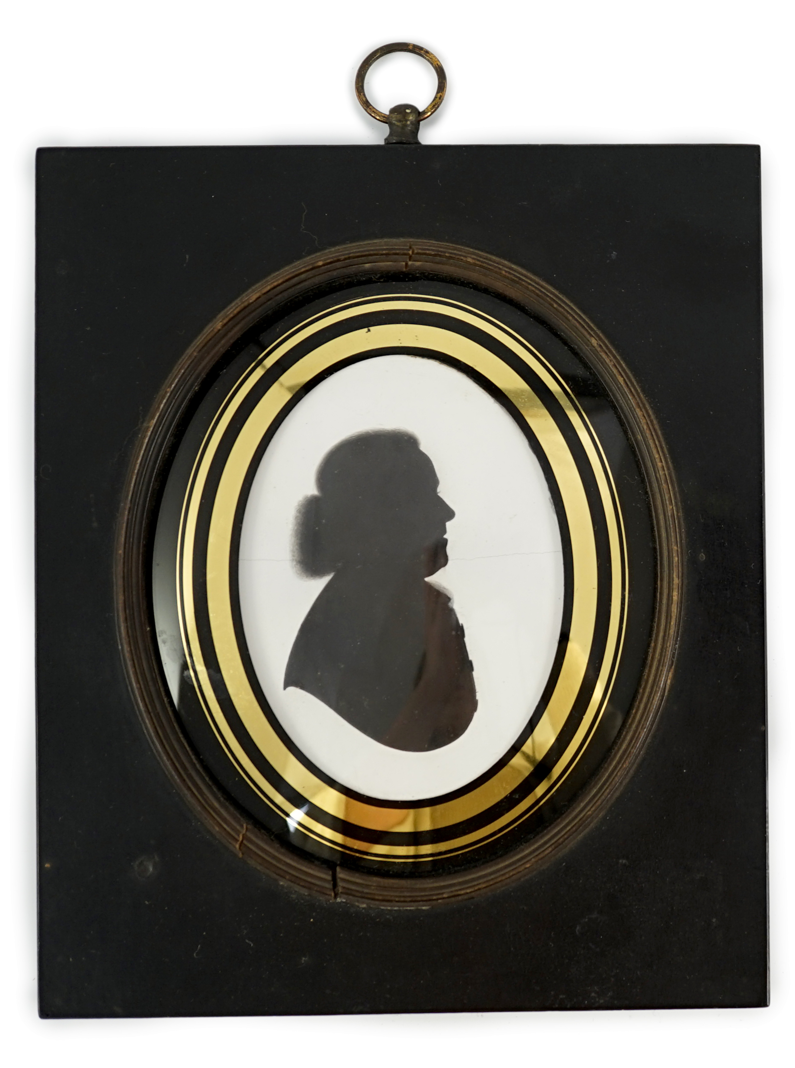 John Miers (1756-1821), Silhouette of a gentleman, painted plaster, 8.2 x 6cm.